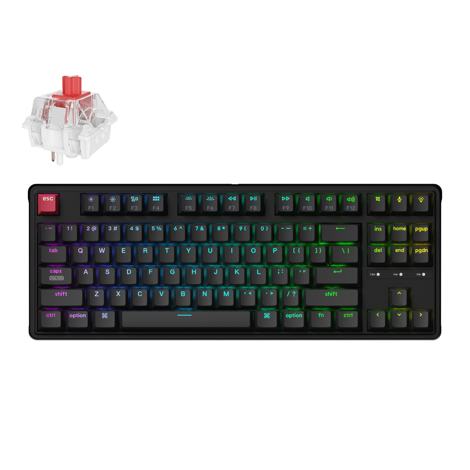 Keychron C3 Pro 8K QMK RGB Wired Mechanical Keyboard (80% Layout, Red Super Switch Hot-Swappable)