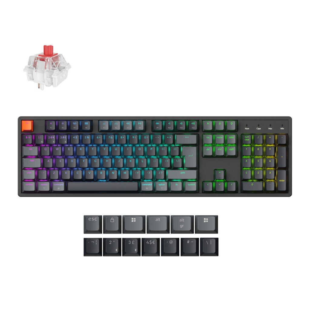 Keychron K10 QMK Full-size RGB Wireless Custom Mechanical Keyboard V.2 (Super RED Switch) – Black - Image 2