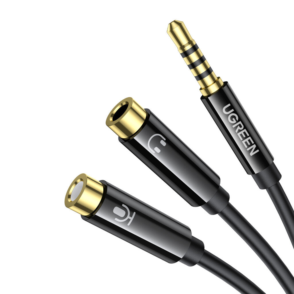 UGREEN AV141 3.5mm Headset Splitter Cable (1x Male to 2x Female) 20cm - Black - Image 1
