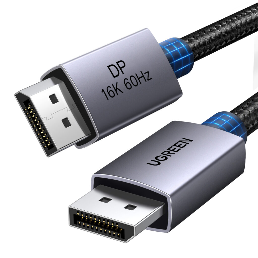 UGREEN DP131 DisplayPort 2.1 Braided Cable 1M ( 80Gbps | 16K | 60Hz ) - Black/Grey - Image 1