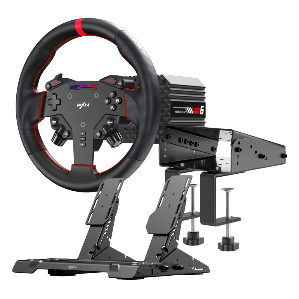 PXN VD6 Direct Drive Sim Racing Wheel | PD-HM Dual Pedal | Z9 Clamp Bundle - Image 3