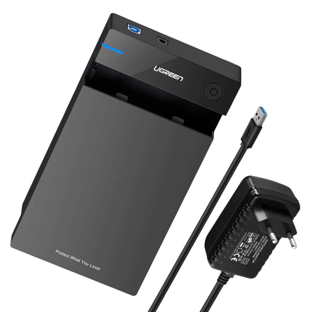 UGREEN 3.5" SATA Hard Drive USB 3.0 Enclosure 5Gbps – Black - Image 2