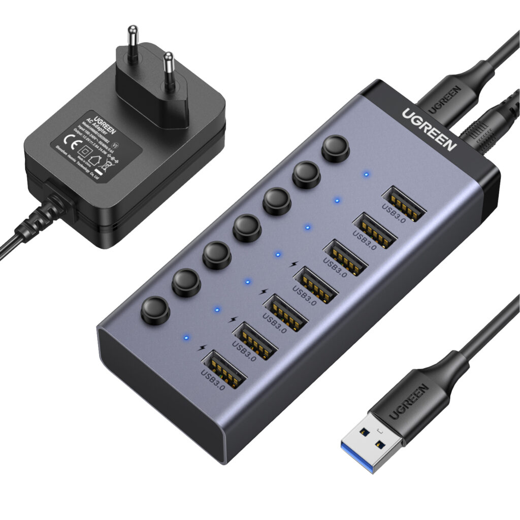 UGREEN 7 in 1 USB 3.0 Hub-Grey - Image 2
