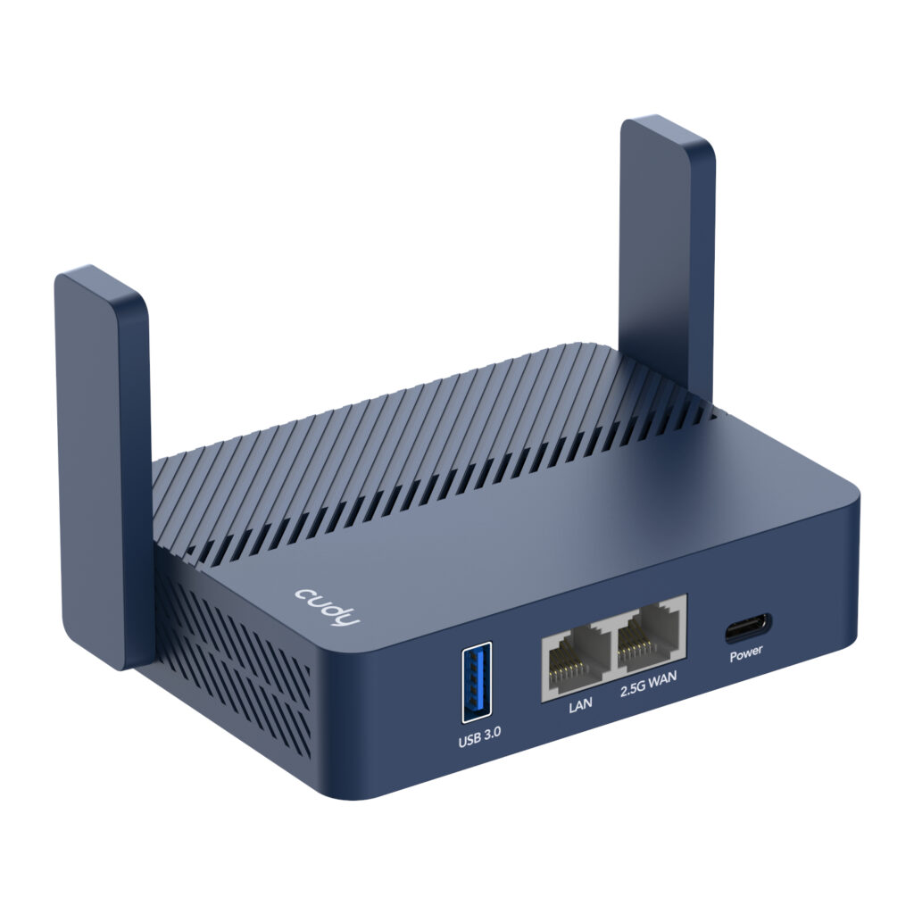 Cudy AX3000 2.5G Wi-Fi 6 Mini VPN Travel Router - Navy Blue - Image 1