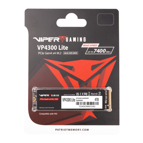 Patriot VP4300 Lite 4TB M.2 PCIe Gen 4 x4 NVMe SSD - Syntech