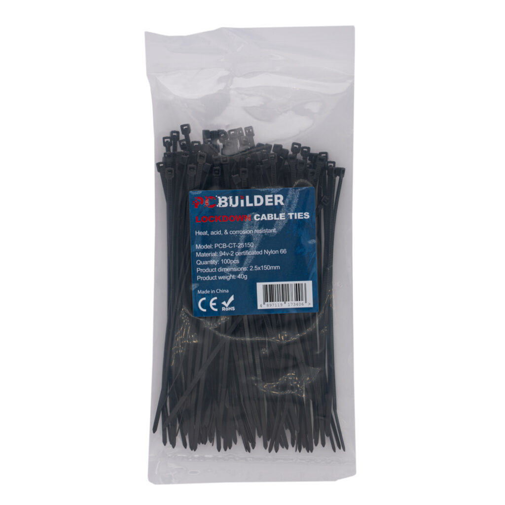 PCBuilder LOCKDOWN 150mm Cable Ties (100 pcs) - Black - Image 5