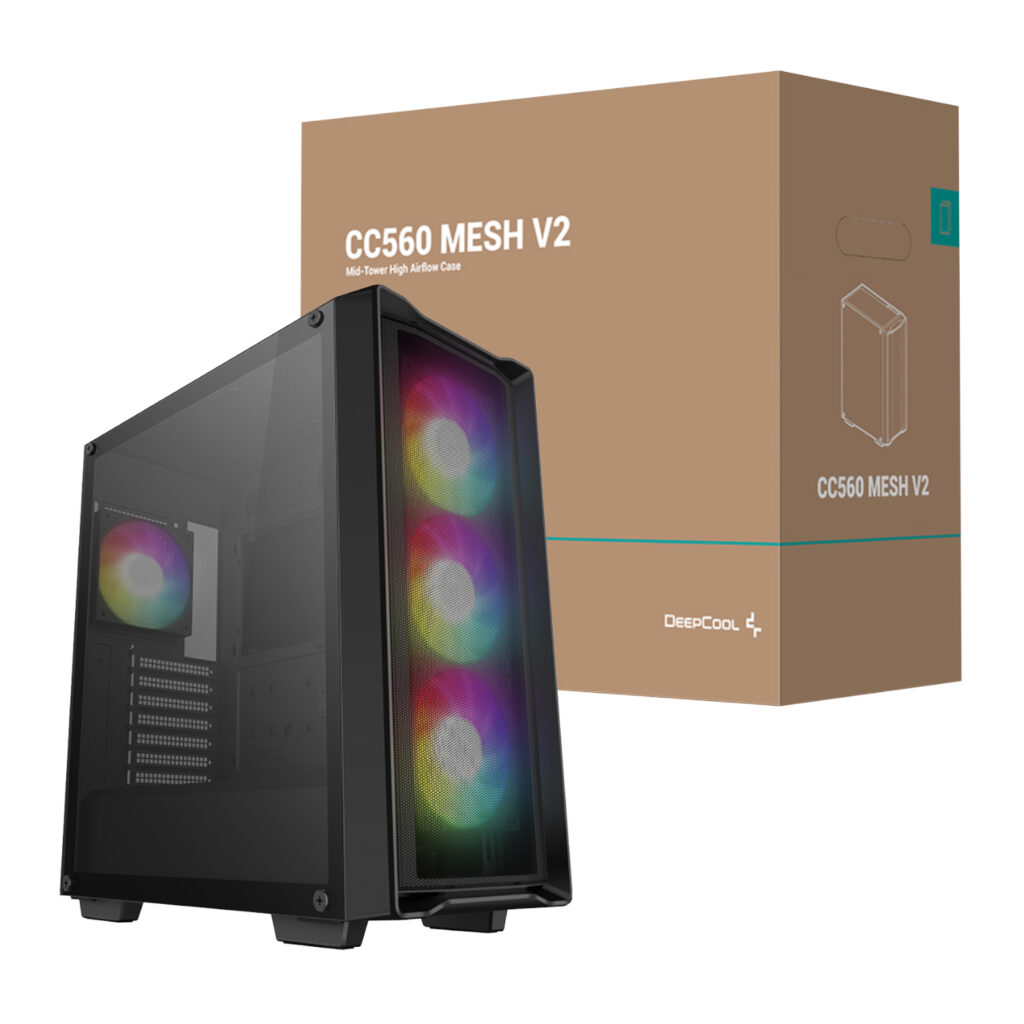 DeepCool CC560 MESH V2 ATX Mid Tower Airflow Gaming Chassis – Black - Image 5