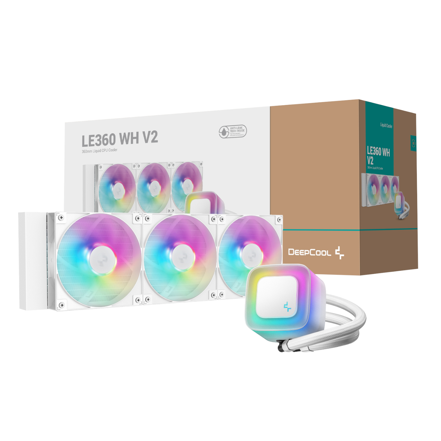 DeepCool LE360 V2 ARGB 360mm AIO Liquid Cooler - White