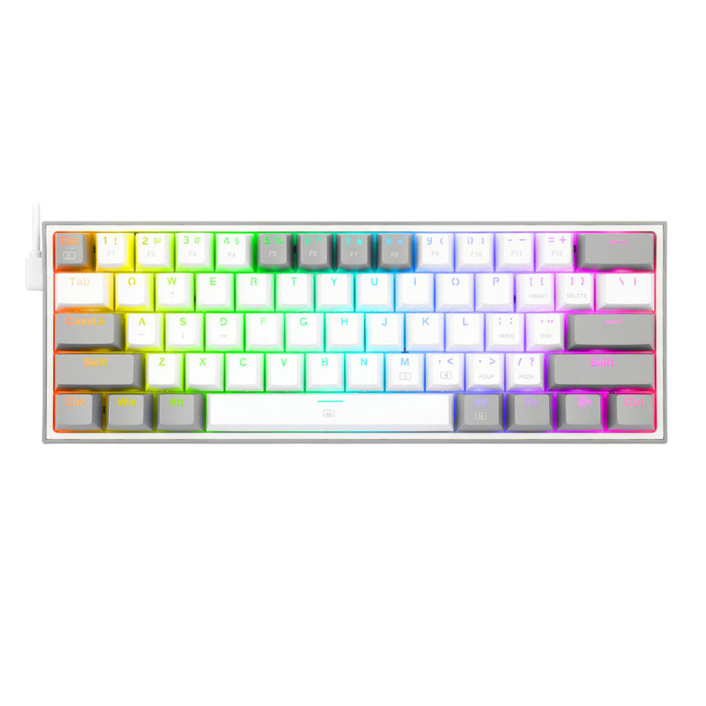 Redragon K617 FIZZ 60% Wired RGB Gaming Keyboard - White/Grey - Image 4