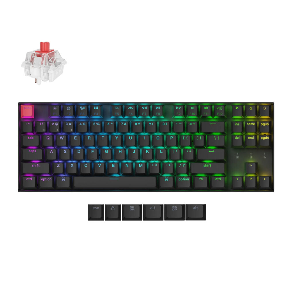 Keychron K8 QMK 80% TKL Wireless Mechanical Keyboard V2 Red Switches - Black - Image 4