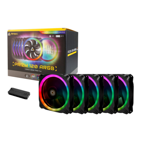 Antec Prizm 120 ARGB Case Fan 5 Pack + Controller - Black