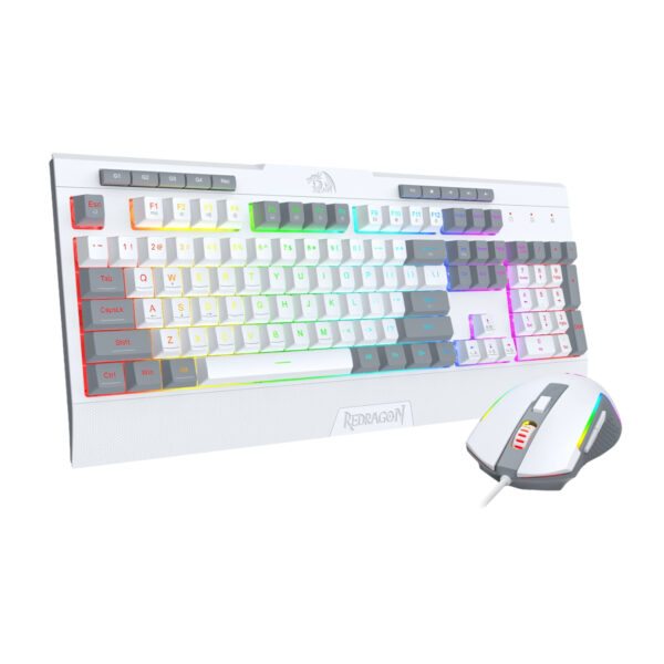 Redragon S151 Wired RGB Gaming Keyboard & Mouse Combo - White and Grey