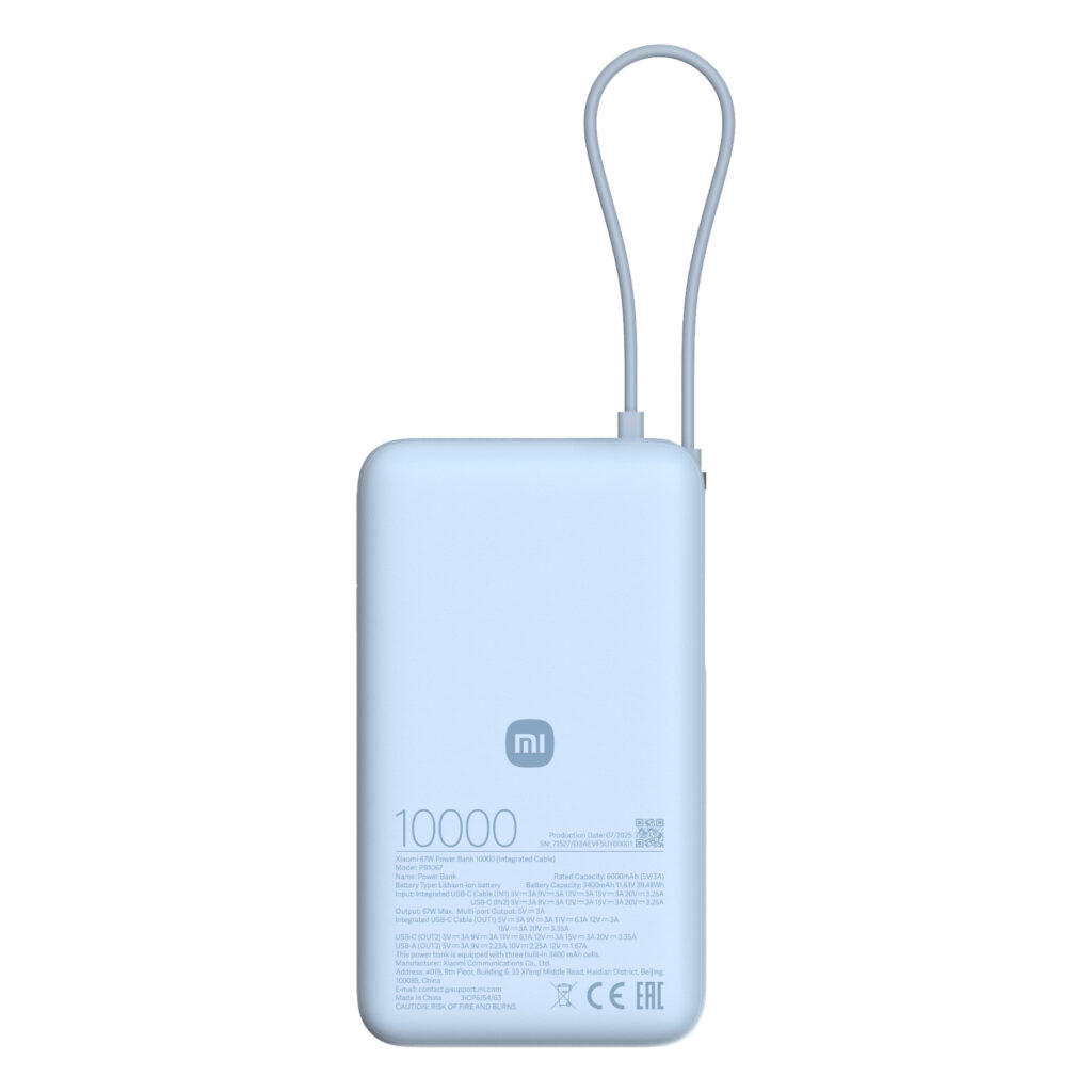Xiaomi 67W Power Bank 10000mAh (Integrated Cable) - Ice Blue - Image 5