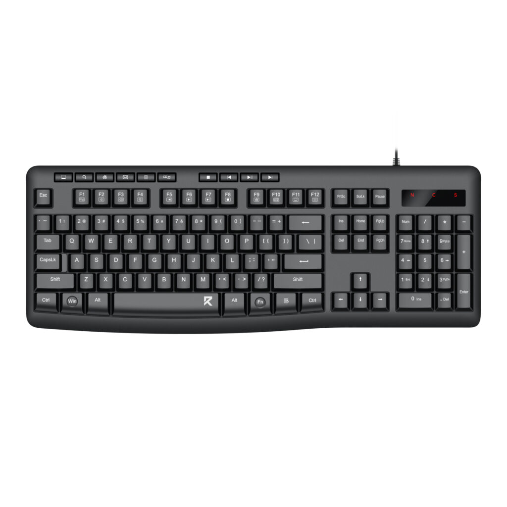 Redragon BK-7366 Full-size Ergonomic Wired Membrane Office Keyboard - Black - Image 1