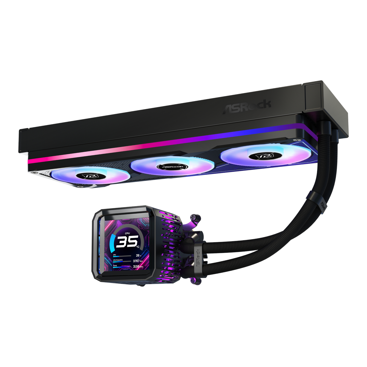 ASRock PHANTOM GAMING 360 LCD AIO液冷クーラー ASRock Phantom Gaming 360 LCD All-in-one Liquid CPU Cooler - Black