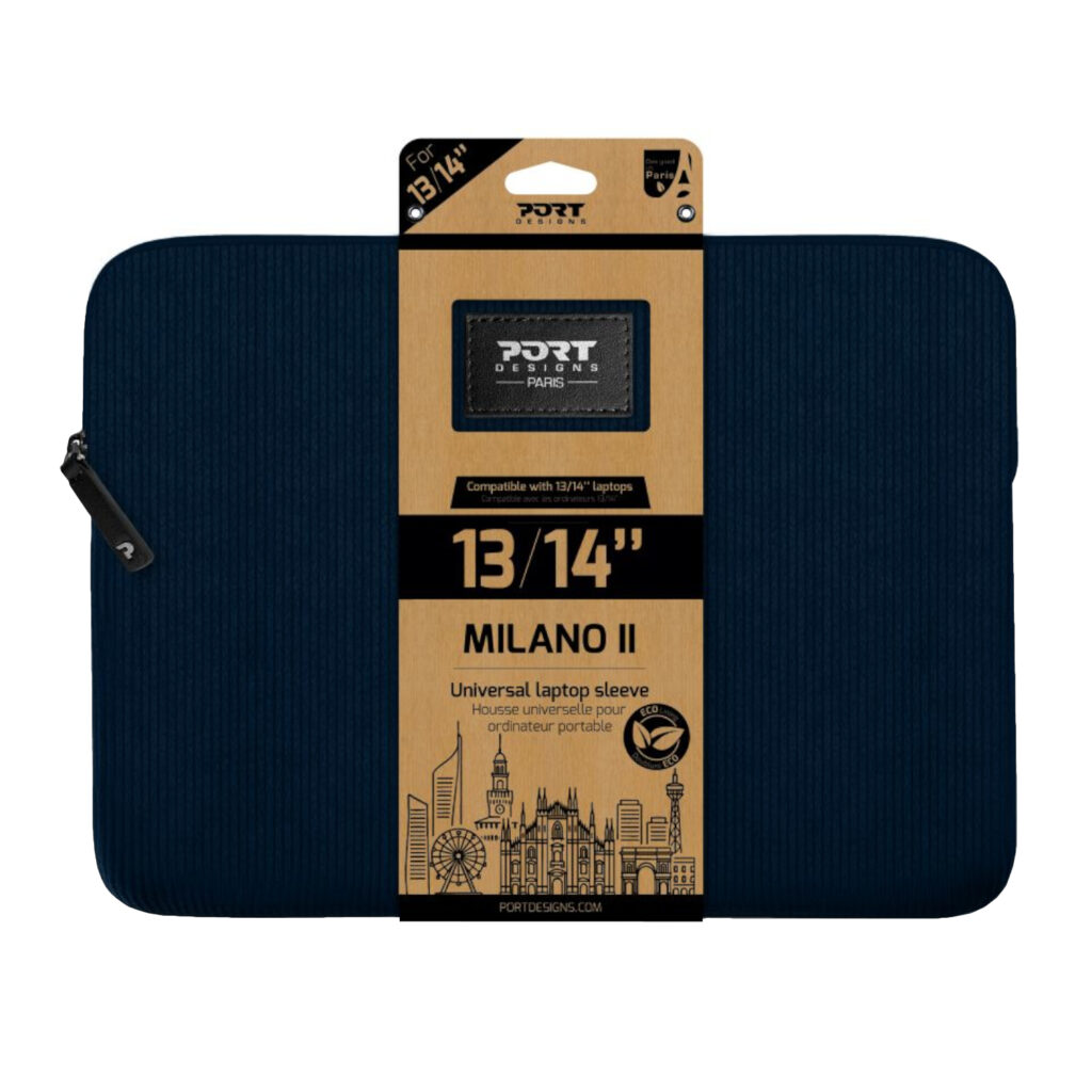 Port Designs Milano II Eco 13/14" Universal Laptop Sleeve - Navy Blue - Image 1
