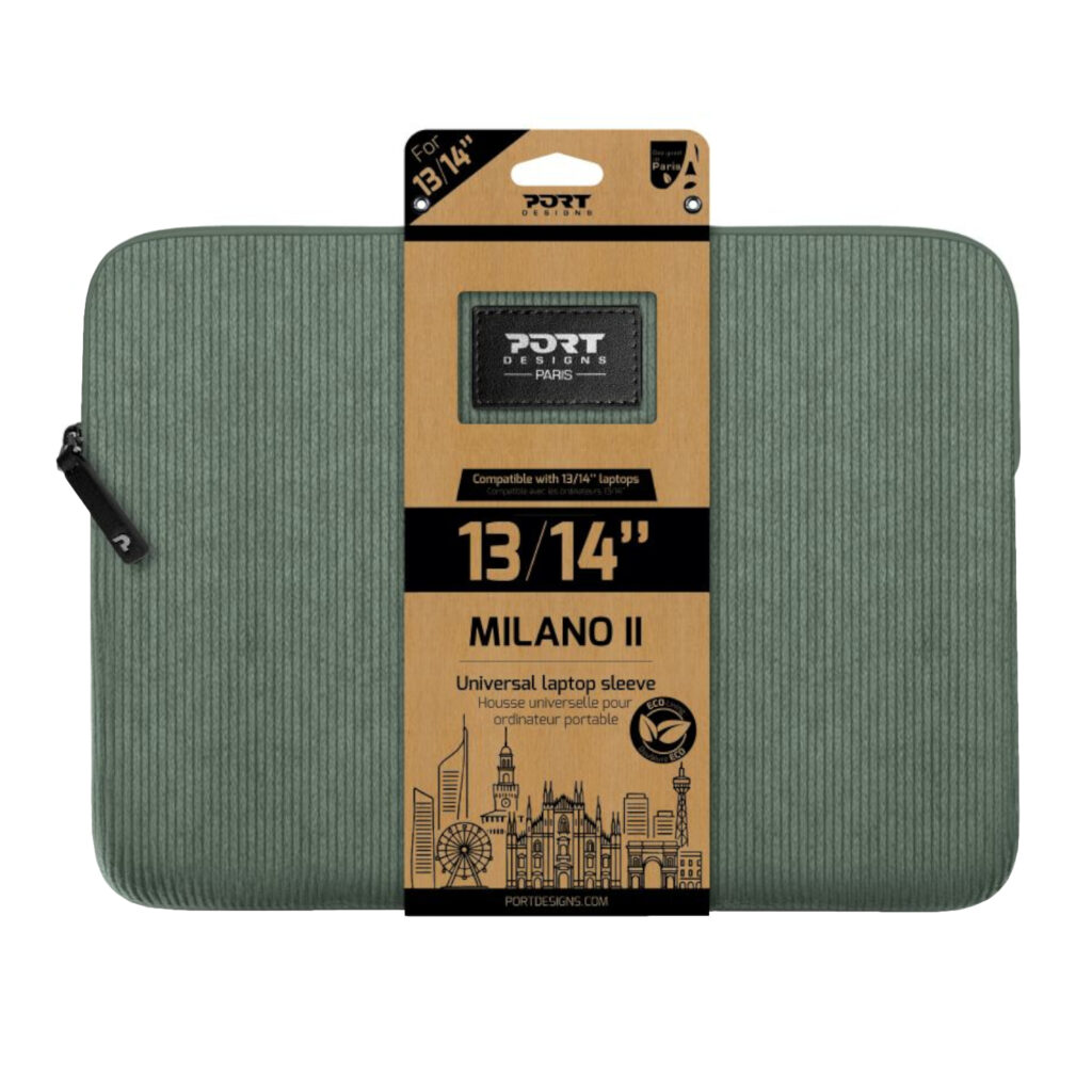 Port Designs Milano II Eco 13/14" Universal Laptop Sleeve - Sage Green - Image 1