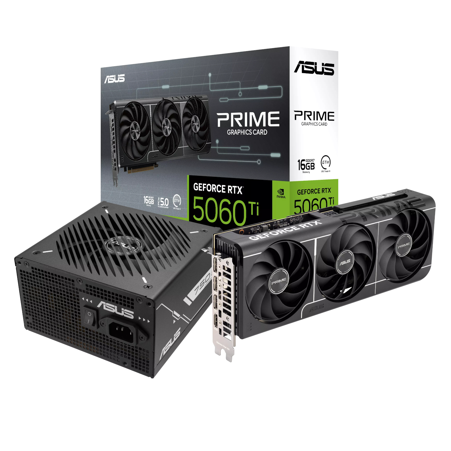 ASUS PRIME GeForce RTX 5060 Ti 16GB and 750W 80 PLUS Bronze Non-Modular Power Supply Bundle