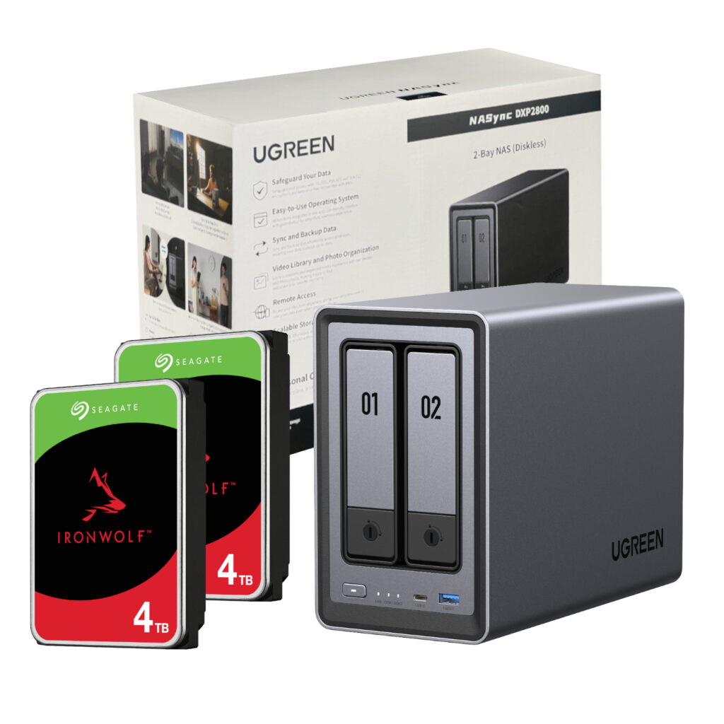 UGreen NASync DXP2800 2 Bay NAS with Seagate Ironwolf NAS 8TB SATA Hard Drive Bundle (2x 4TB) - Image 2