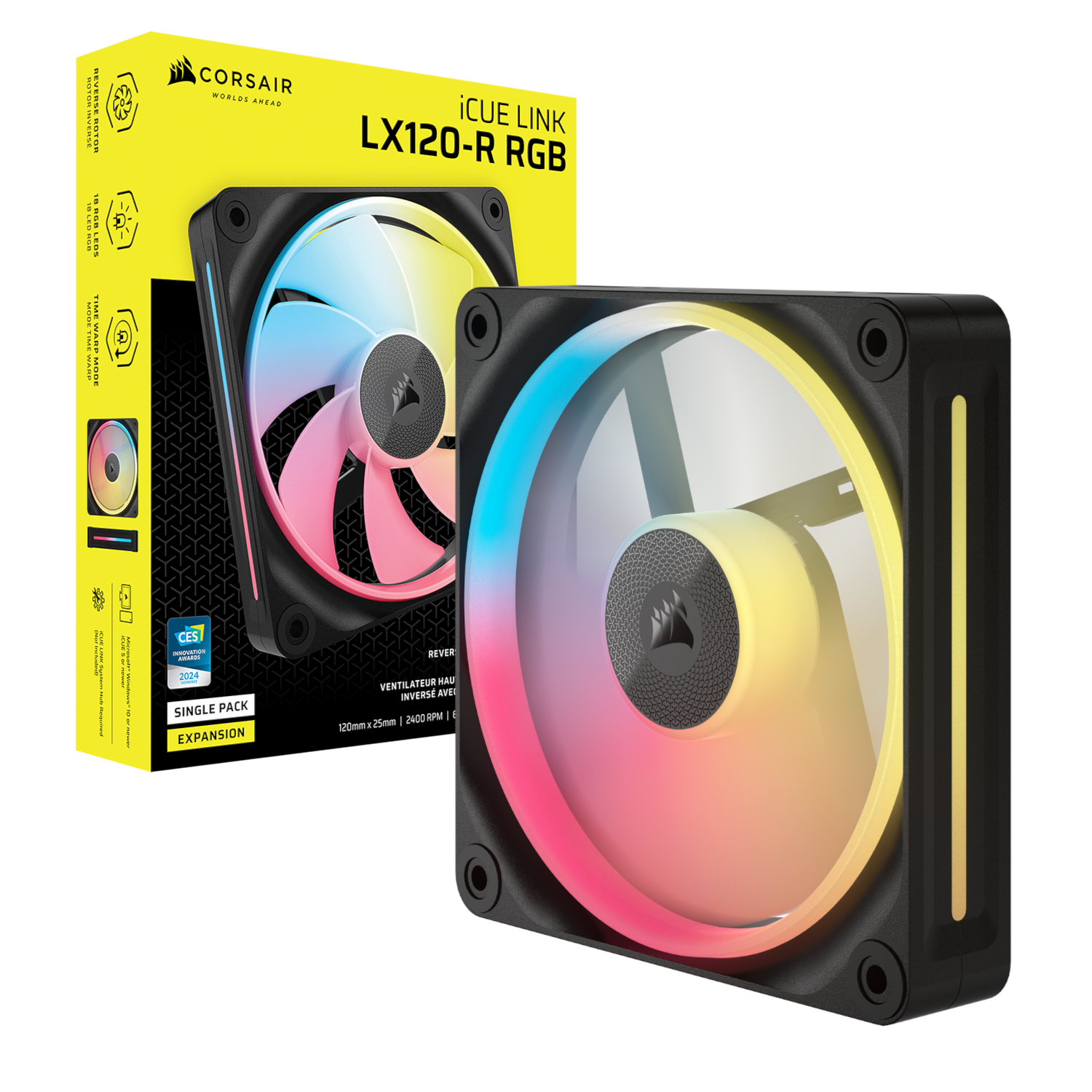 Corsair iCUE LINK LX120-R RGB 120mm PWM Reverse Fan Expansion - Black 5
