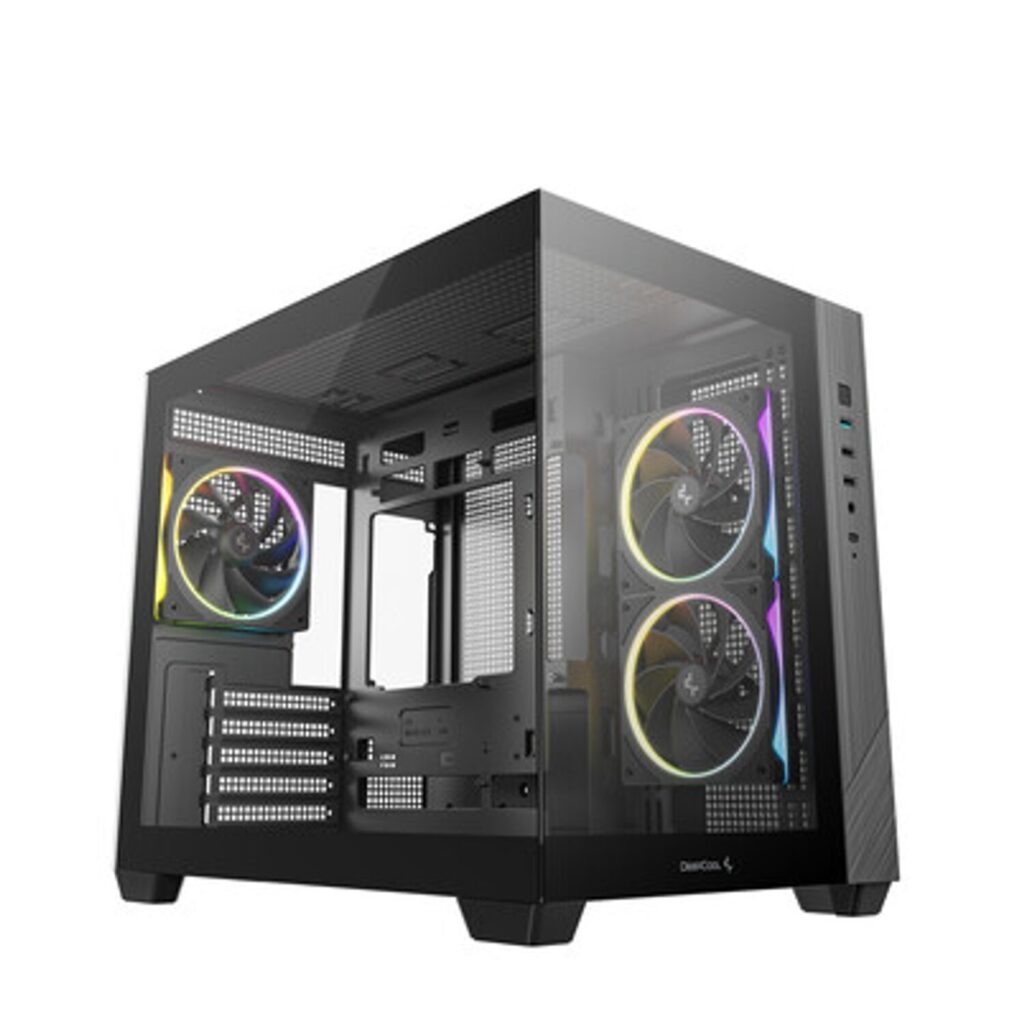 Deepcool CG330 3F Panoramic Dual-Chamber Micro-ATX Gaming Chassis - Black - Image 2