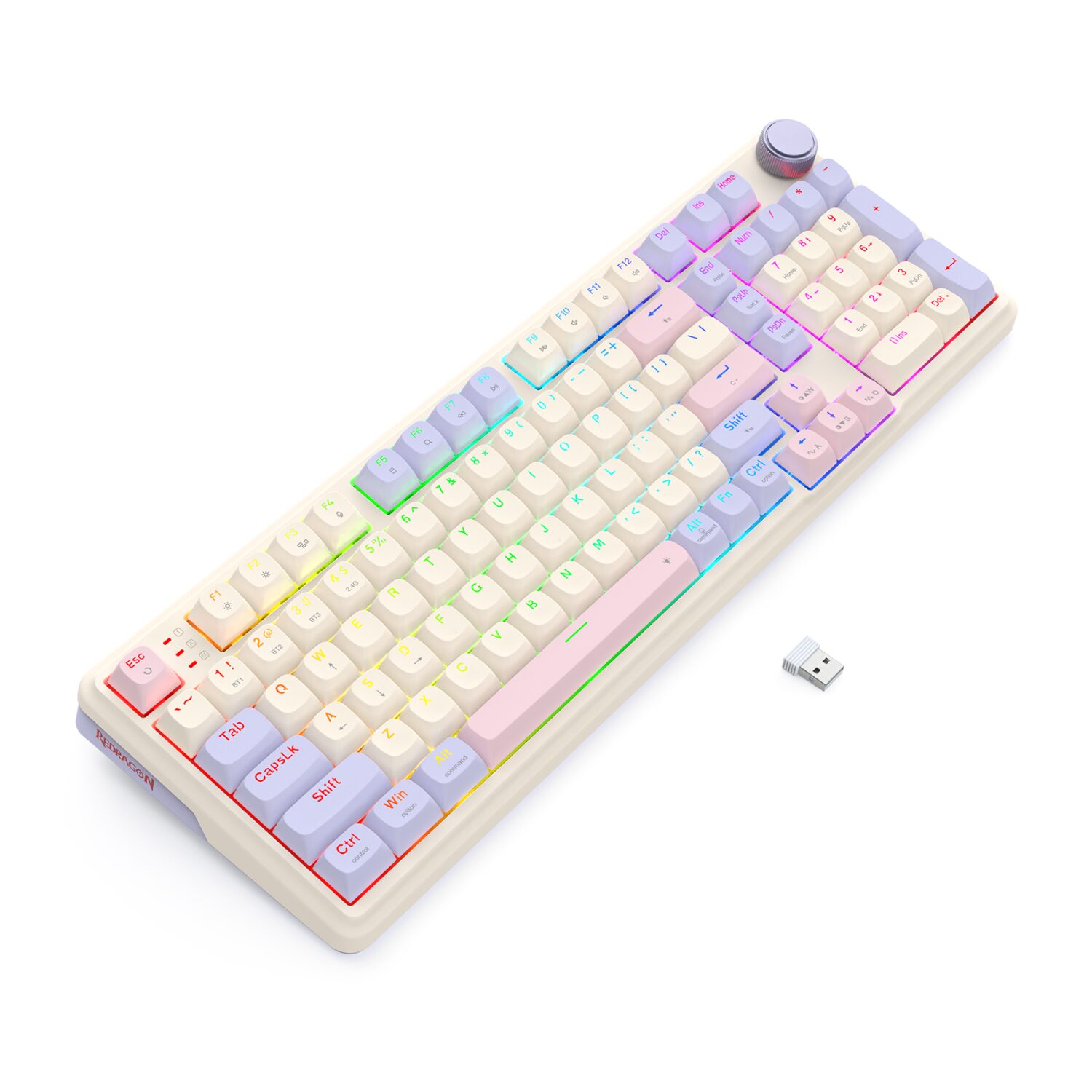 Redragon K768 EISA 100 RGB Wireless Gaming Keyboard - Lilac 5