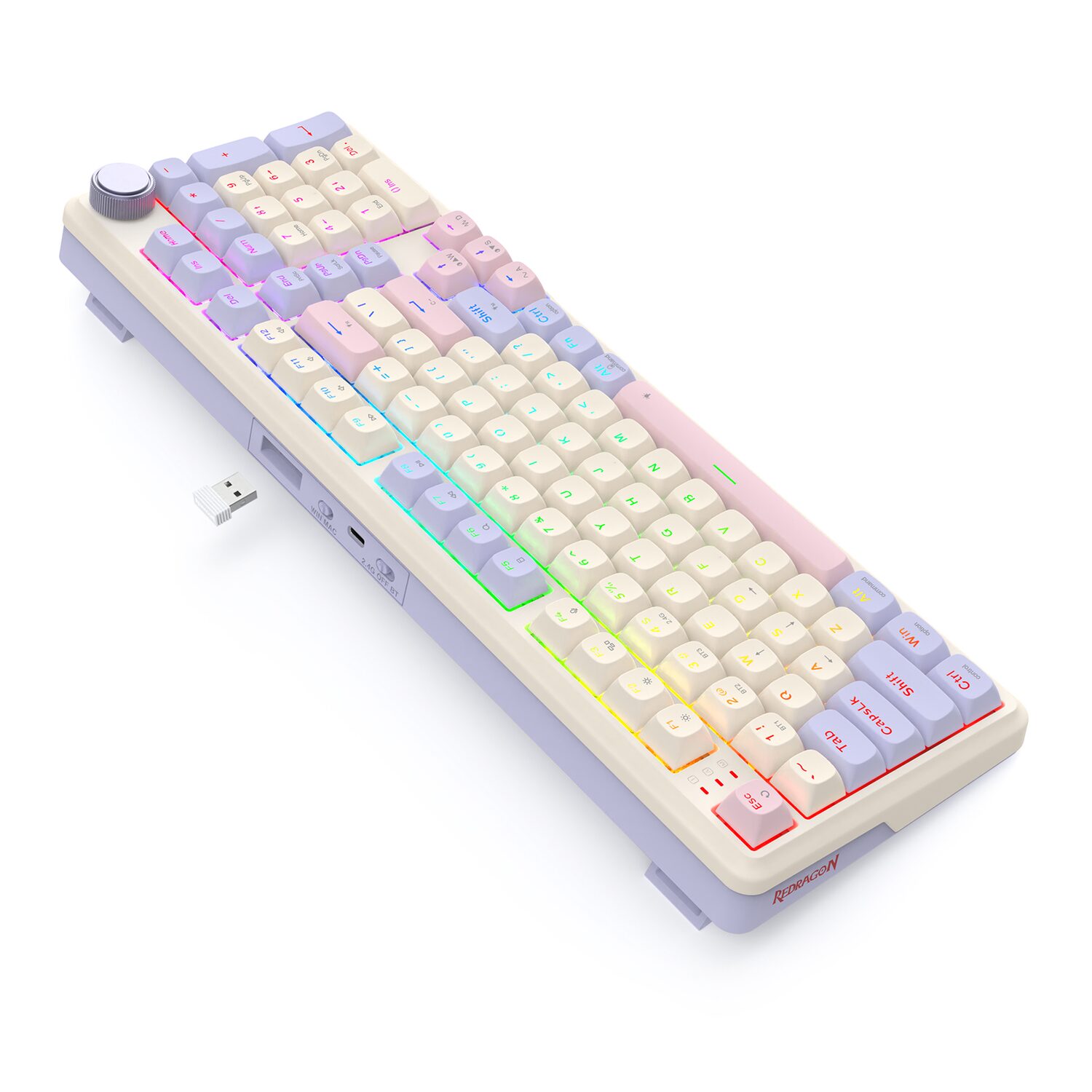 Redragon K768 EISA 100 RGB Wireless Gaming Keyboard - Lilac 6