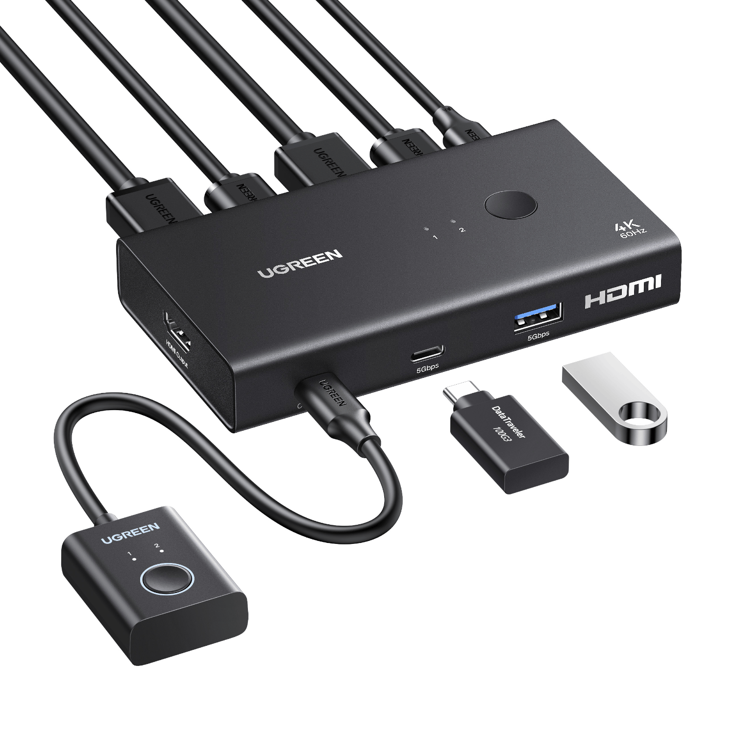 UGreen HDMI 2.0 KVM Switch 2-In-1 Out 3