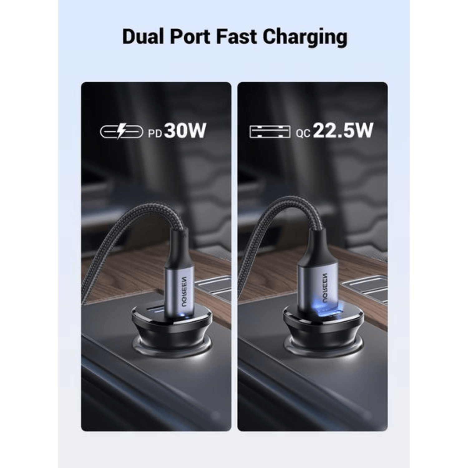 UGREEN Car Charger Fast Charging 30W 2Ports 6