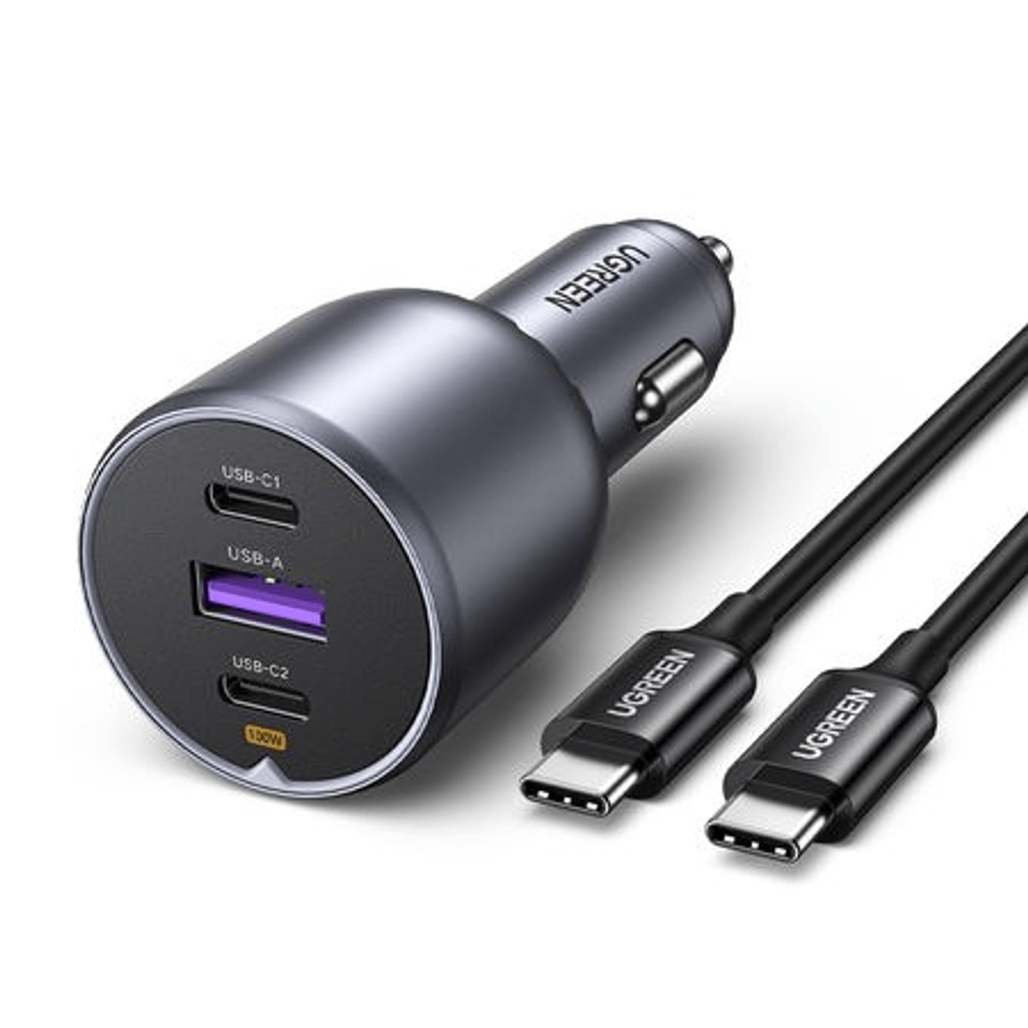UGREEN 130W USB-C 3-port Car Charger 2