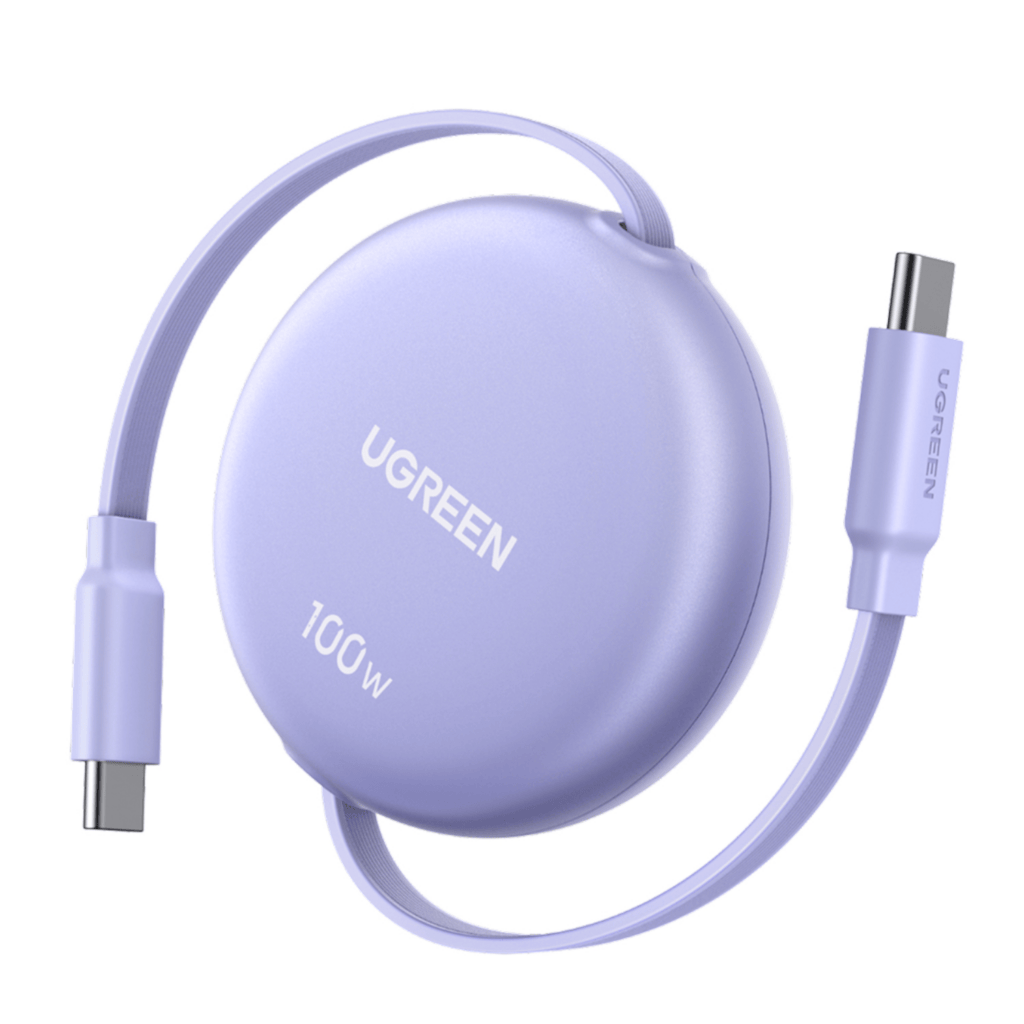 UGREEN 100W Fast Charging Retractable USB Type-C Cable 1M - Purple - Image 1