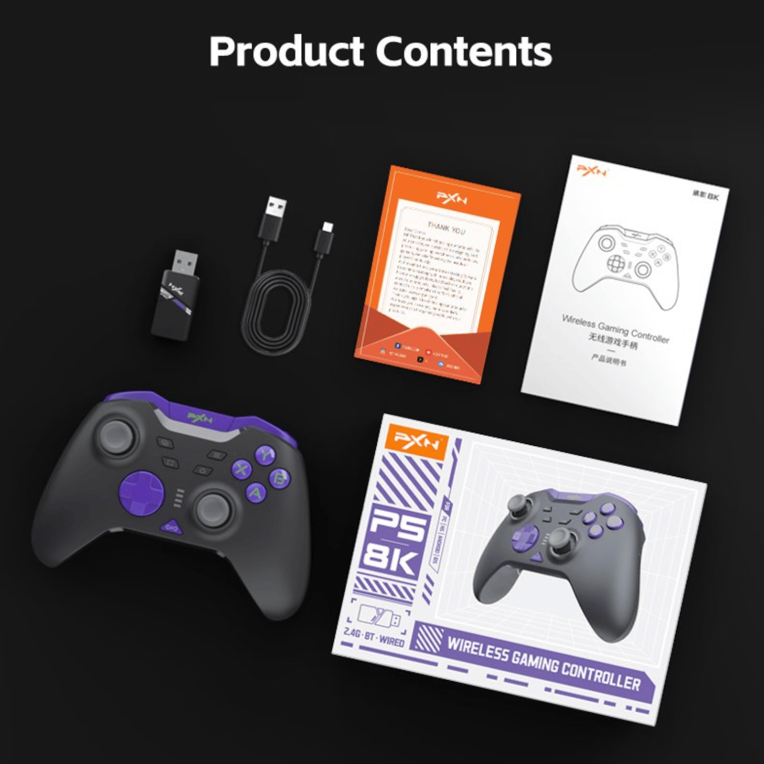 PXN P5 8K Wireless Gaming Controller - Black (PC/Switch/Android/iOS) 7