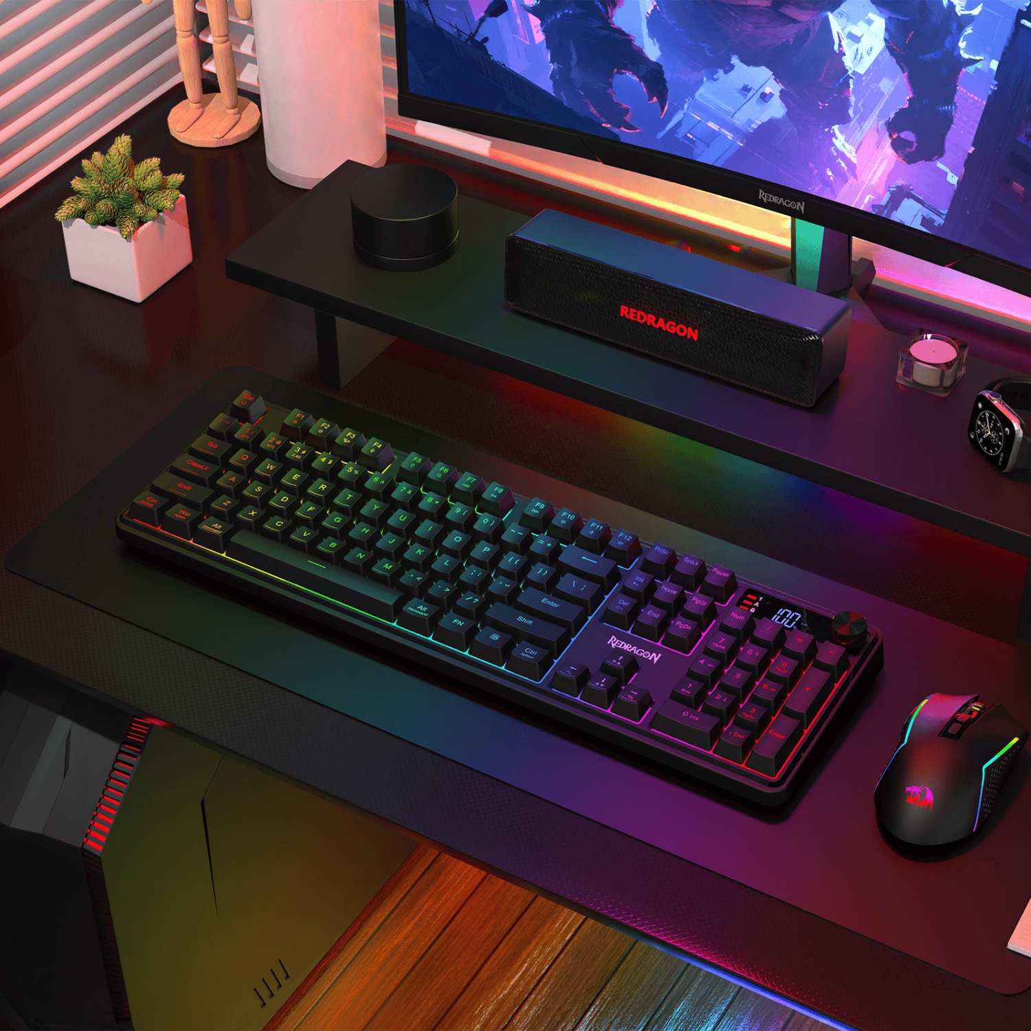 Redragon RM104 PRO VOLCANO RGB Wireless Membrane Gaming Keyboard - Black 6