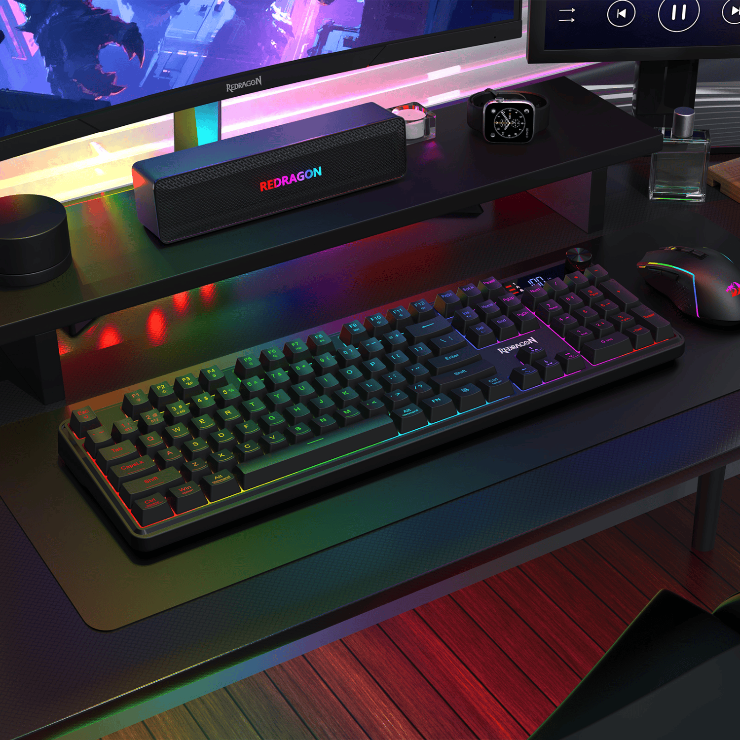 Redragon RM104 PRO VOLCANO RGB Wireless Membrane Gaming Keyboard - Black 7