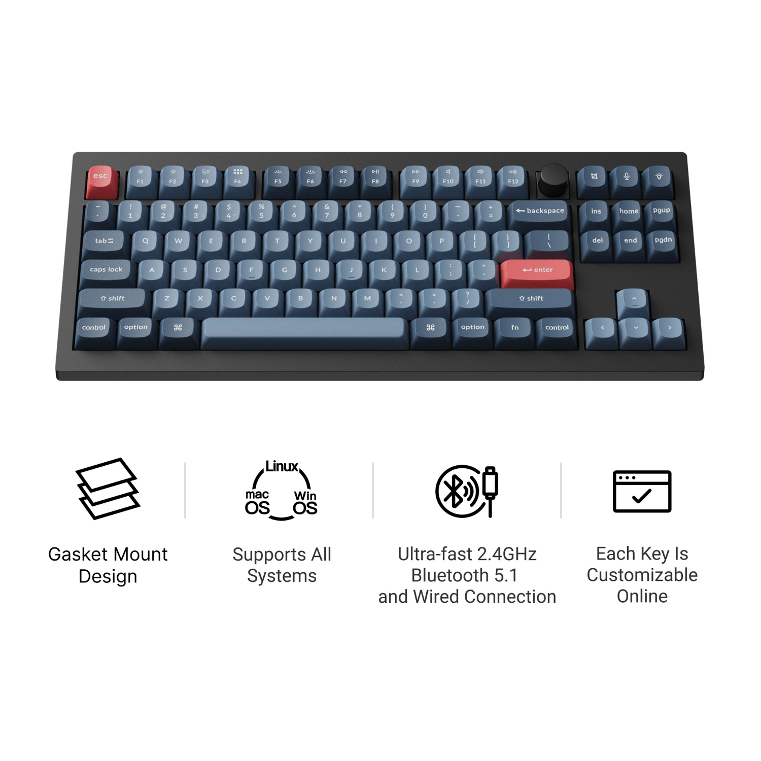 Keychron V3 Max QMK/VIA 80% Wireless Custom Mechanical Keyboard (Brown Switch) – Carbon Black 2