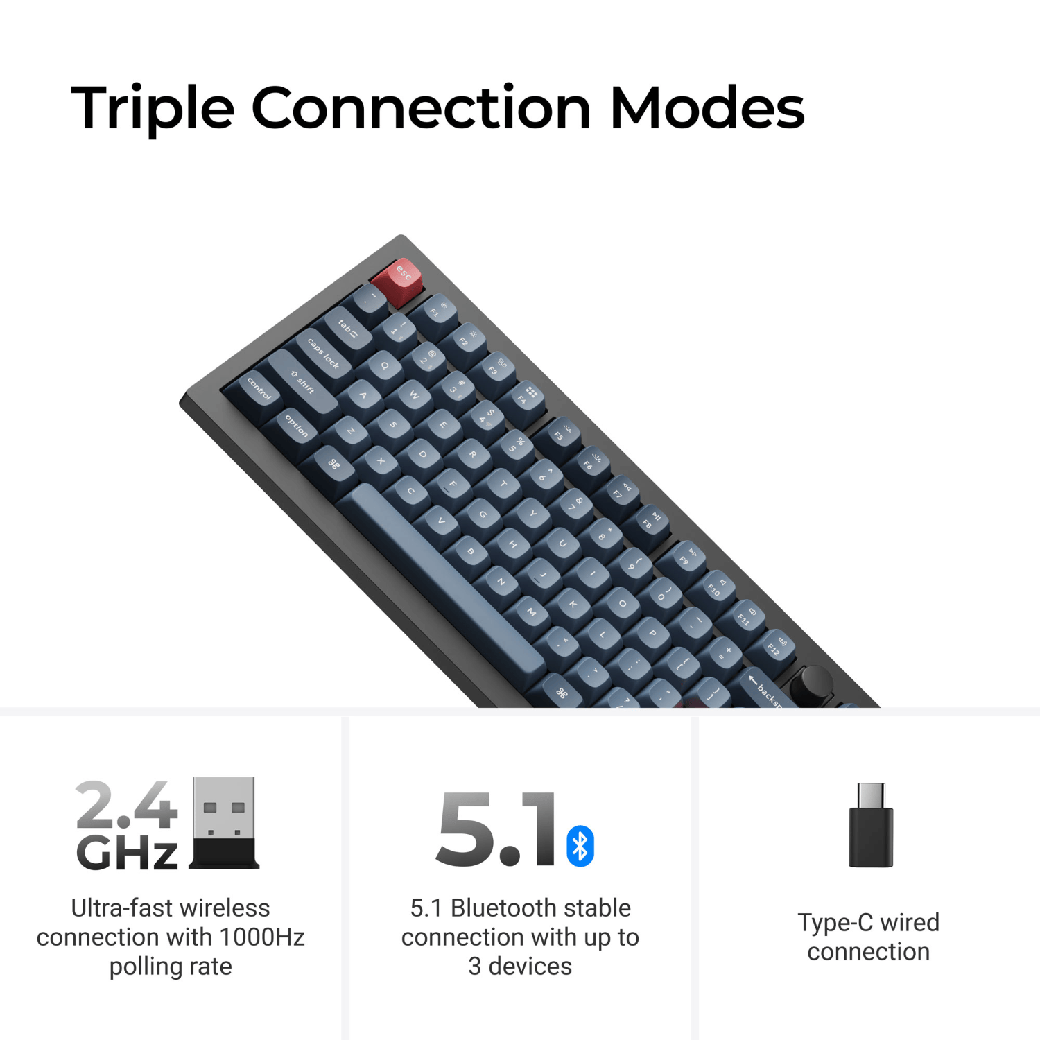 Keychron V3 Max QMK/VIA 80% Wireless Custom Mechanical Keyboard (Brown Switch) – Carbon Black 3