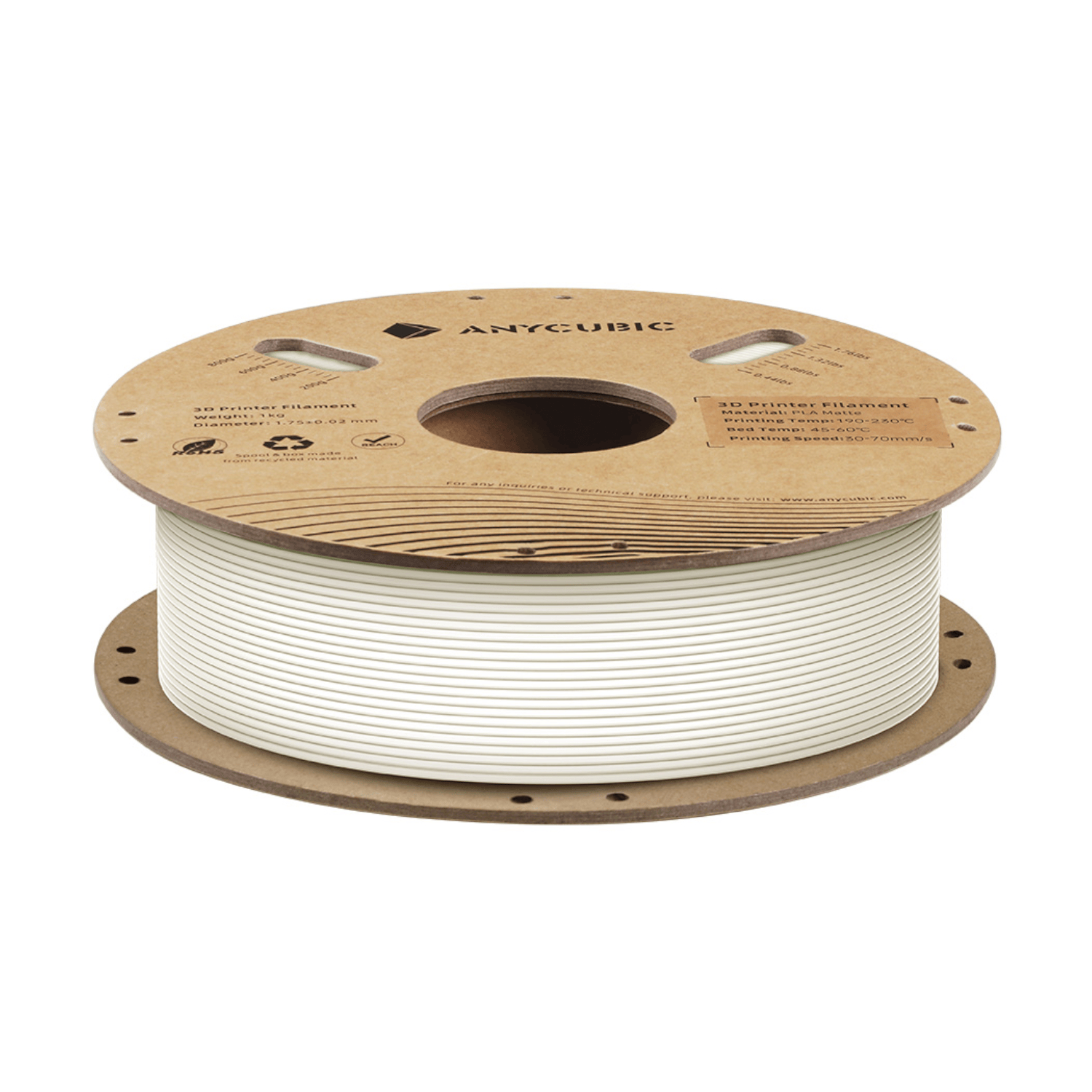 Anycubic PLA Matte Filament 1kg - White 2