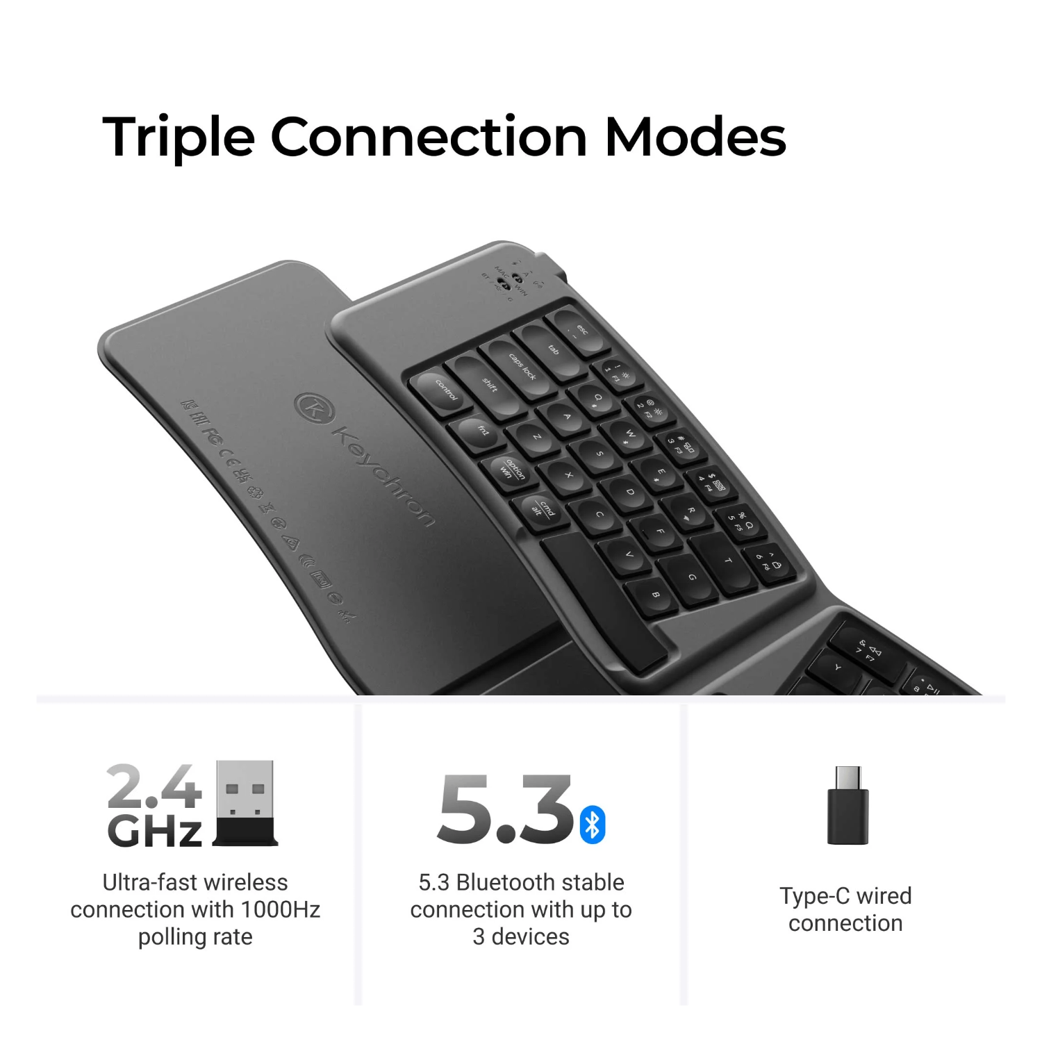 Keychron B11 Pro Ultra-Slim Wireless Foldable Keyboard Alice Layout - Space Gray 4