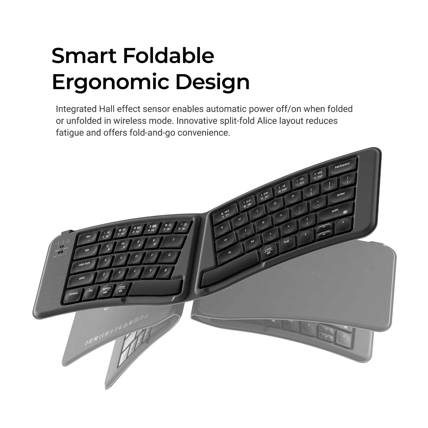 Keychron B11 Pro Ultra-Slim Wireless Foldable Keyboard Alice Layout - Space Gray 6