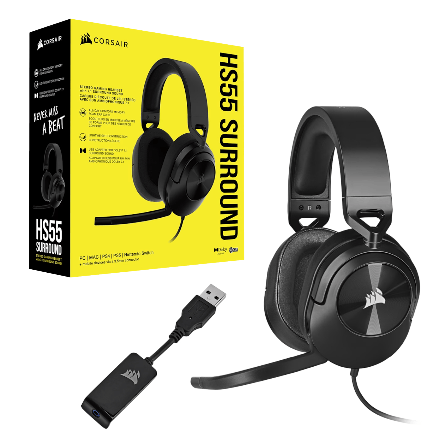 Corsair HS55 Surround Wired Gaming Headset - Carbon Black 4