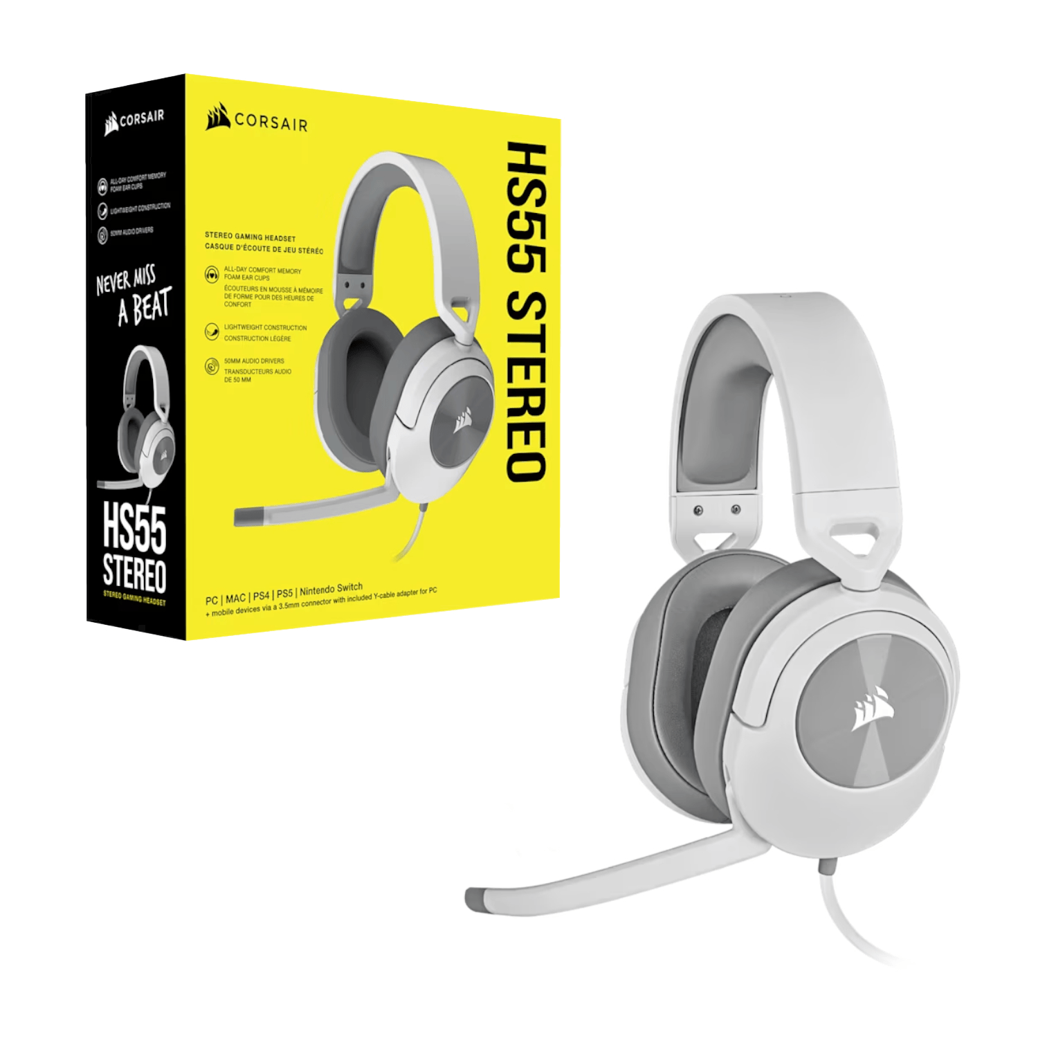 Corsair HS55 Surround Wired Gaming Headset – White 4