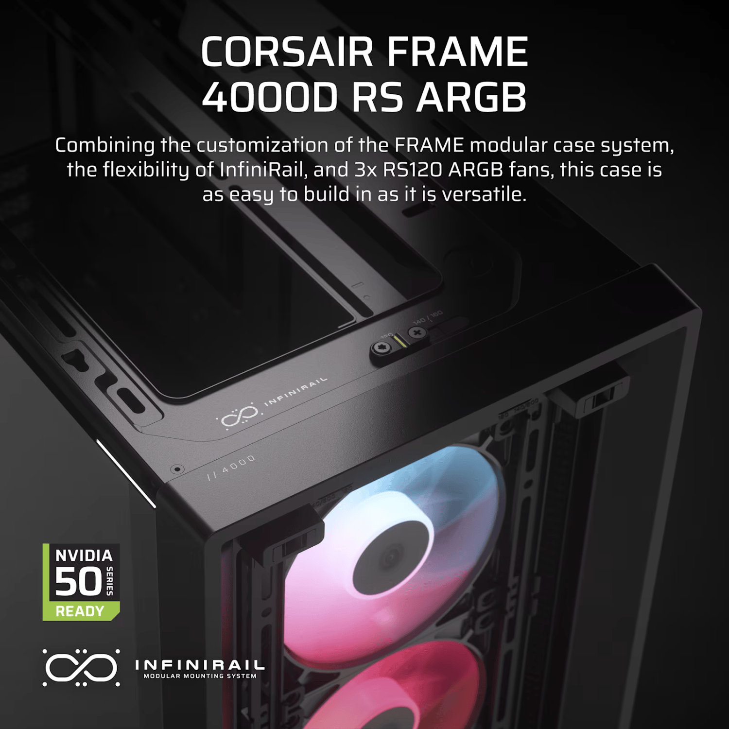 Corsair FRAME 4000D RS ARGB Modular Mid-Tower PC Case - Black 3