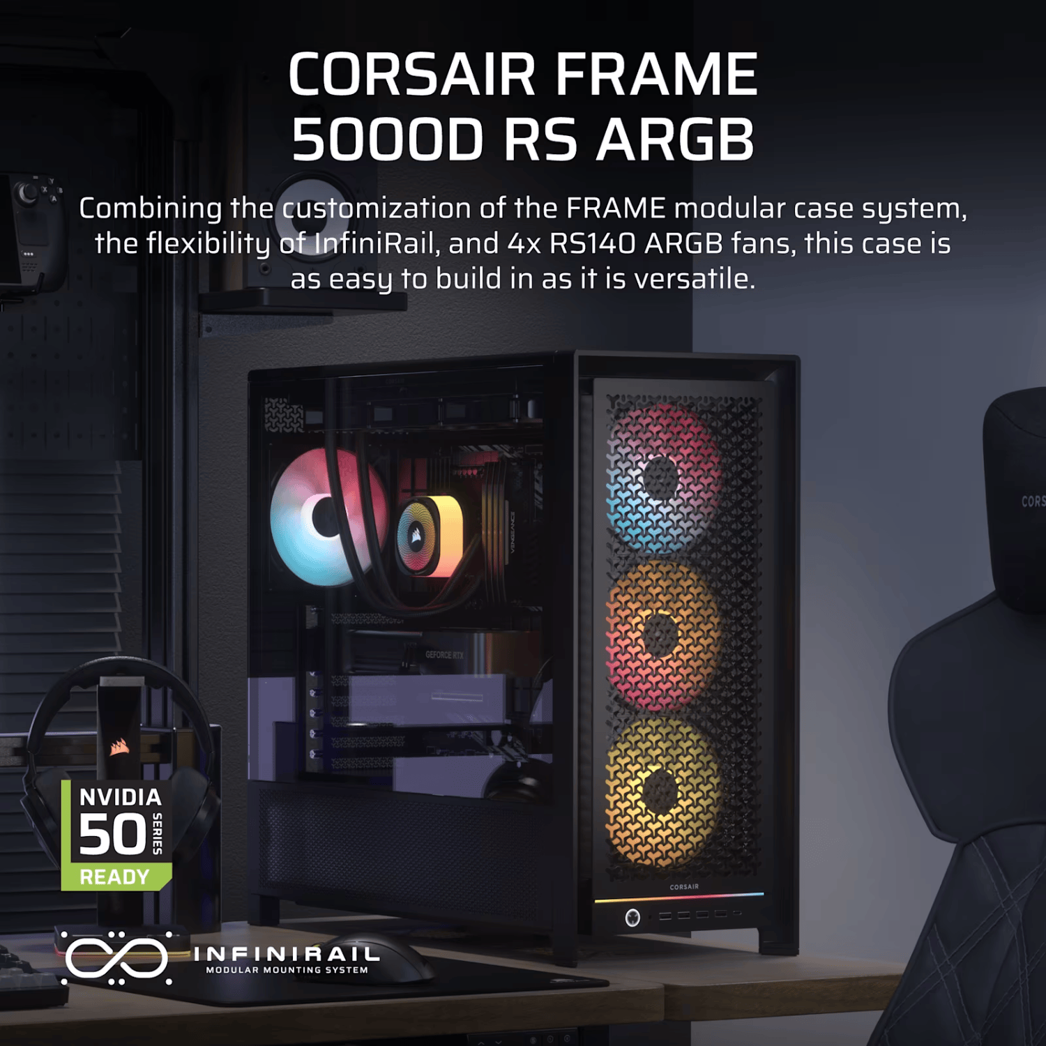 Corsair FRAME 5000D RS ARGB High-Airflow Mid-Tower PC Case - Black 2