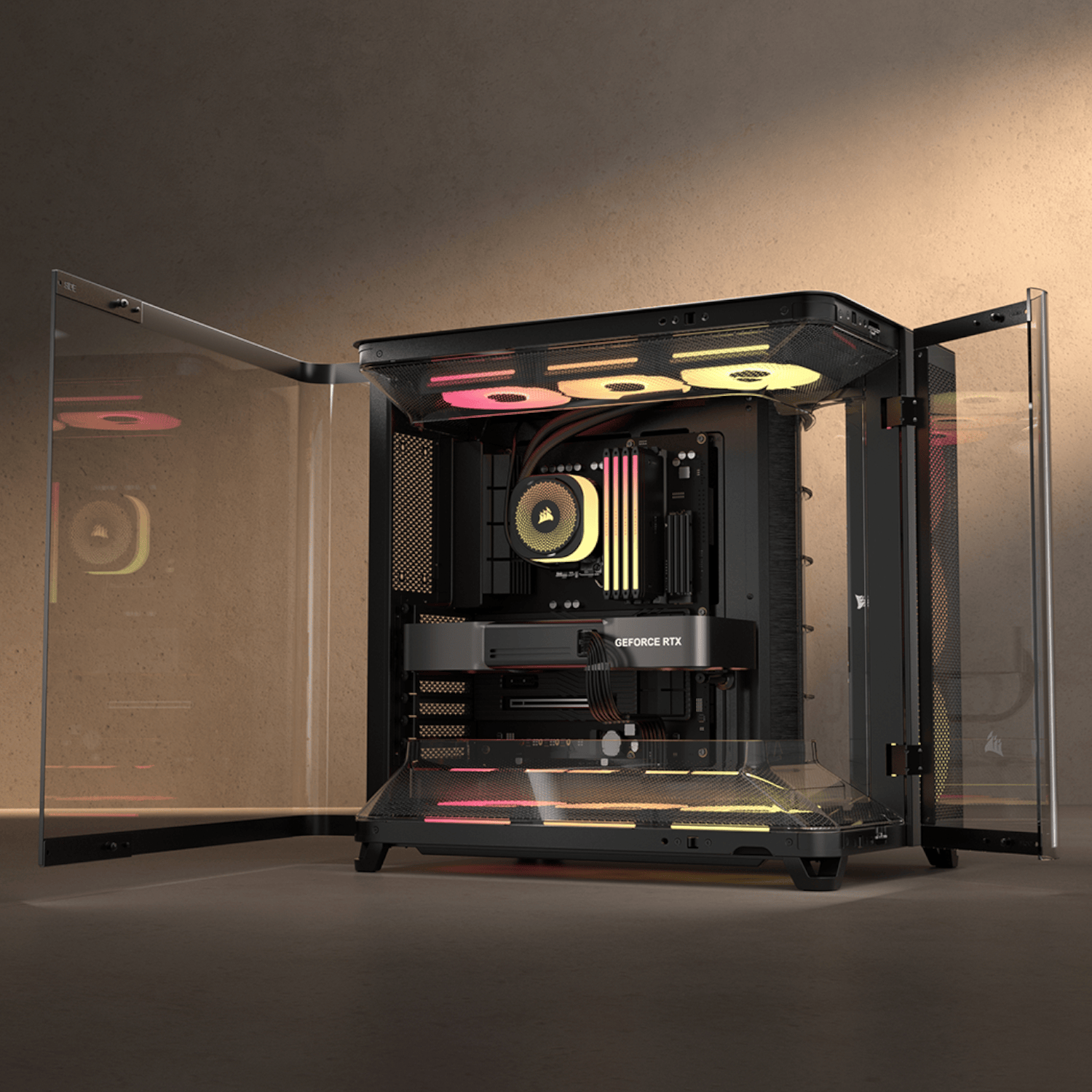 Corsair AIR 5400 LX-R RGB iCUE LINK Triple Chamber Mid-Tower PC Case - Black 8