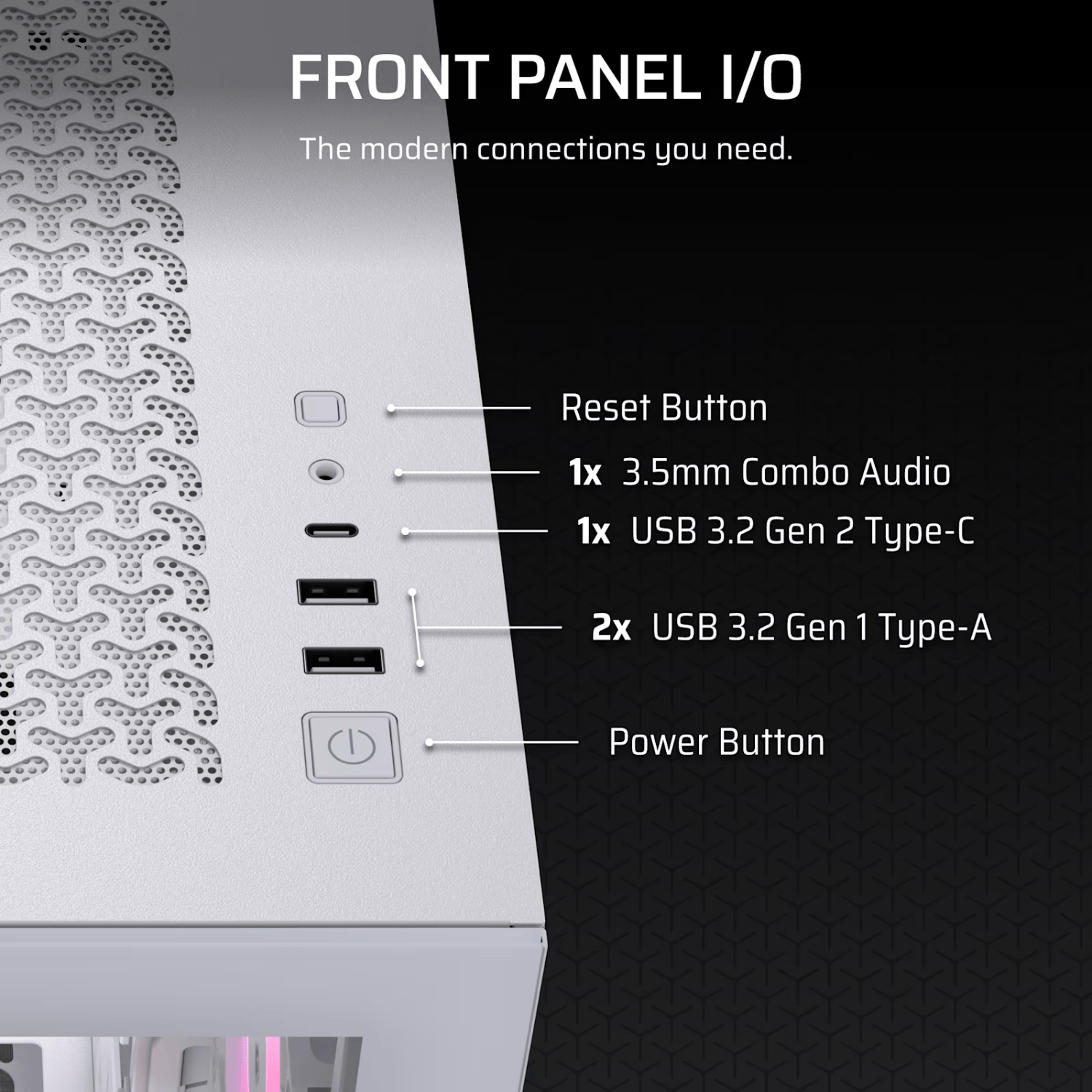 Corsair 3500X RS-R ARGB Mid-Tower PC Case – White view 4