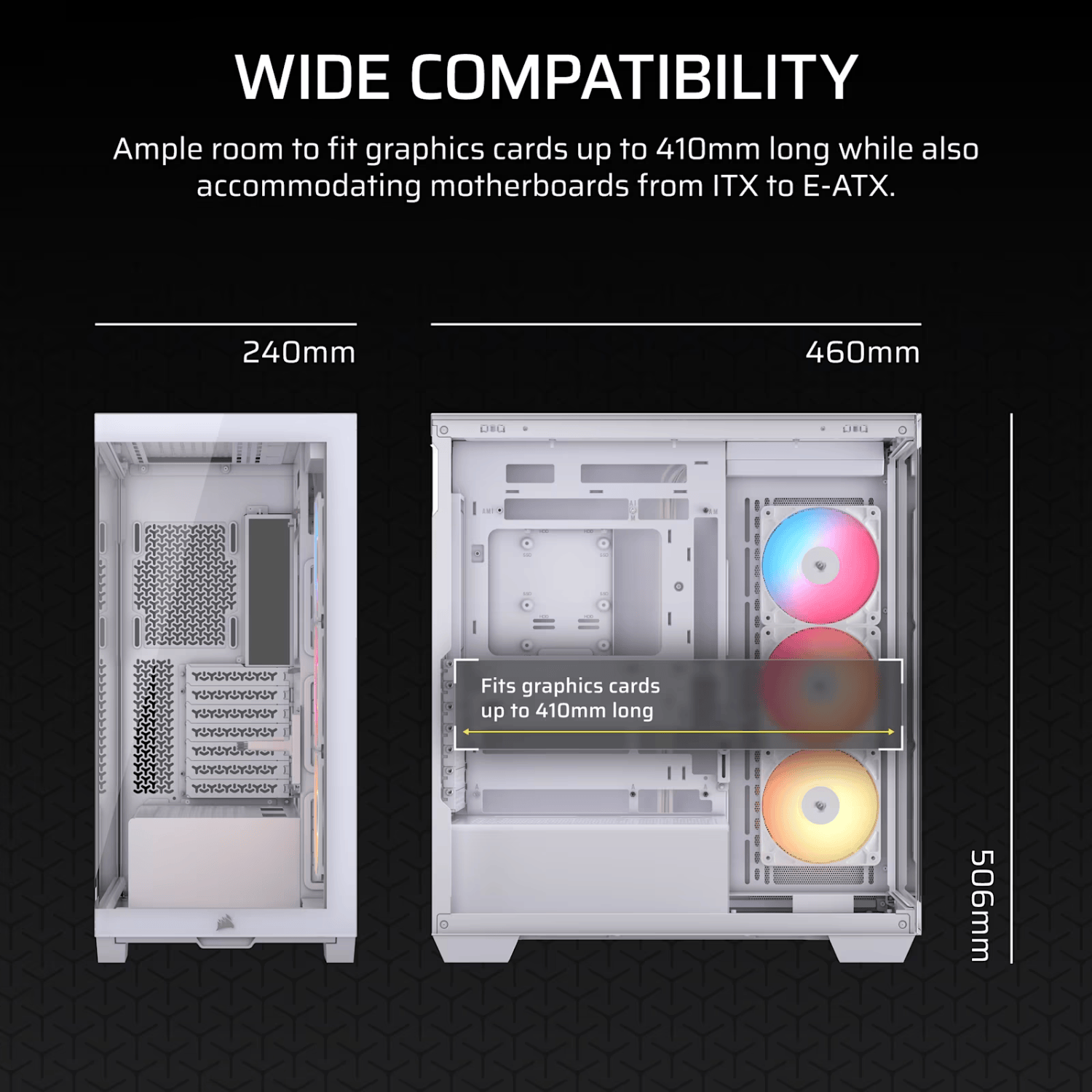 Corsair 3500X RS-R ARGB Mid-Tower PC Case – White view 5