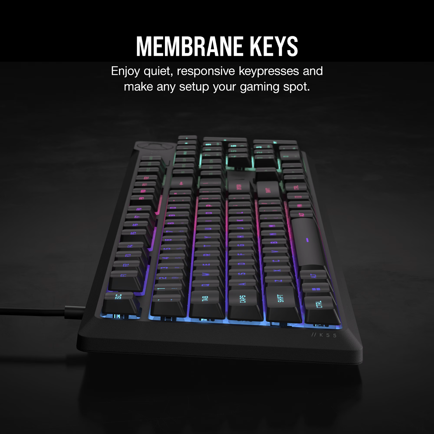 Corsair K55 CORE RGB Gaming Keyboard - Black 4