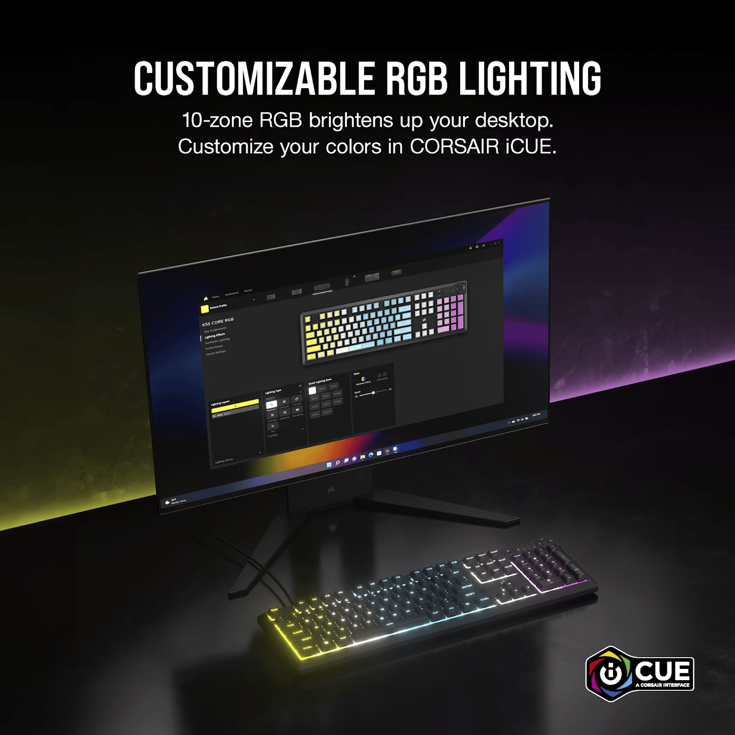 Corsair K55 CORE RGB Gaming Keyboard - Black 5