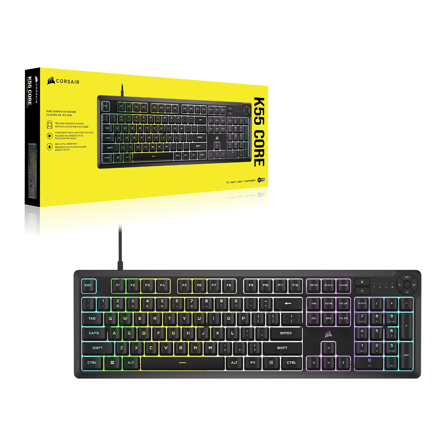 Corsair K55 CORE RGB Gaming Keyboard - Black 6