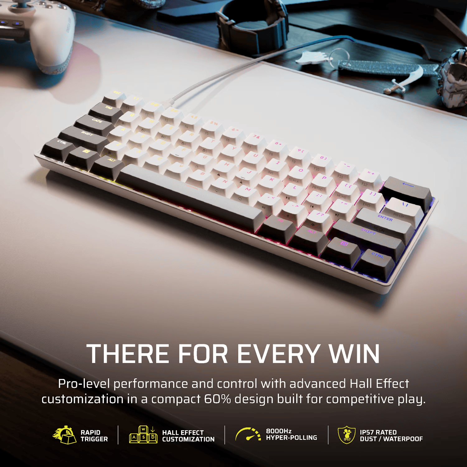 Corsair CLIPPER PRO MINI 60 Hall Effect Gaming Keyboard – White 2